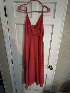 Cupshe Coral Red Sleeveless V-Neck Maxi Dress